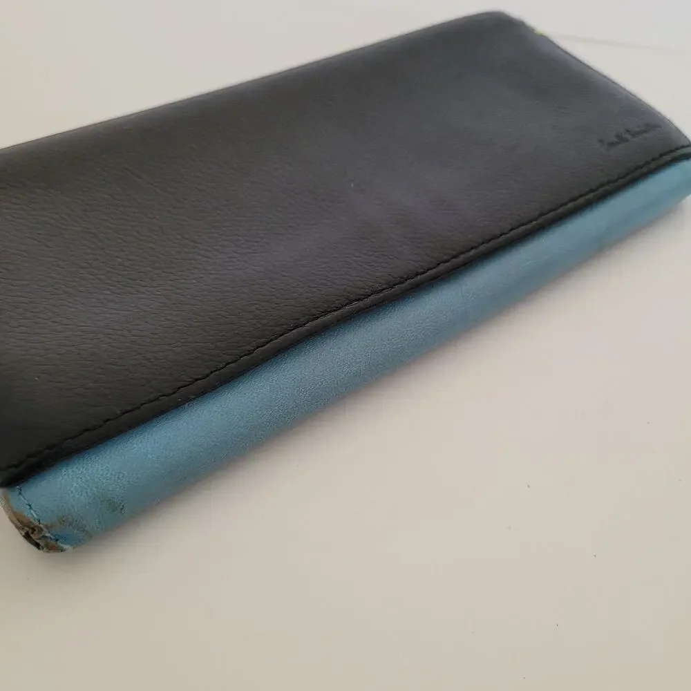 Paul Smith Love Letter Cow Leather Wallet Black Blue Boho Designer Large Envelop